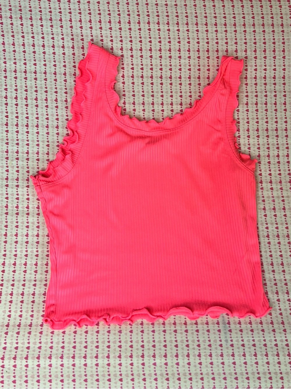 Iris Basic Hot Pink Ribbed Ruffle Trim Camisole - Picture 6 of 6